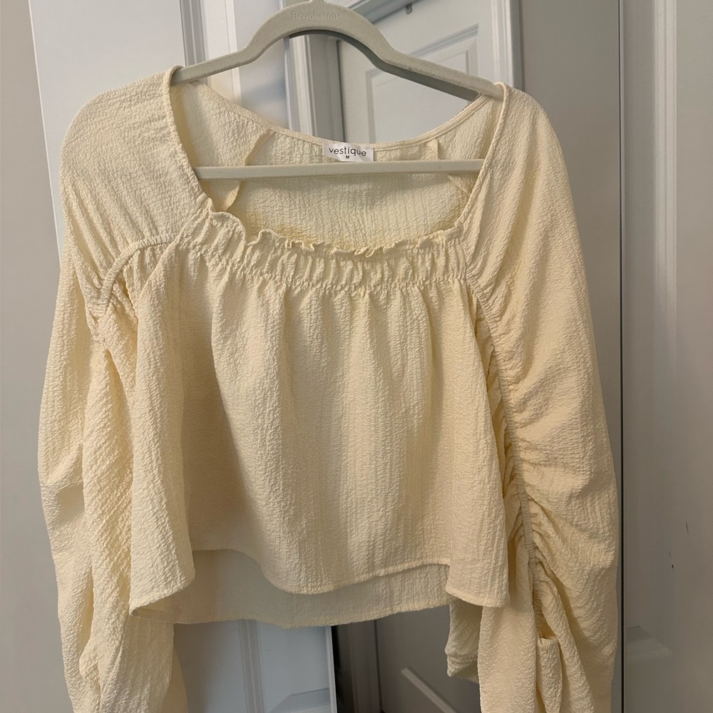 Cream Long Sleeve Vestique Top - Medium